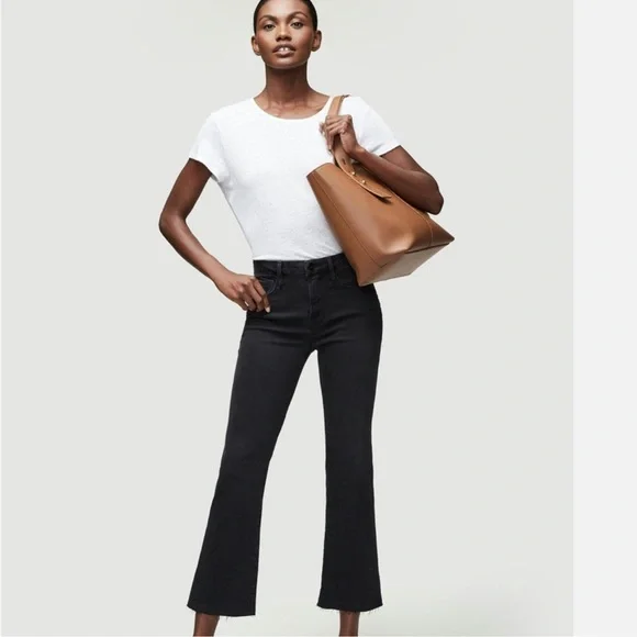 Frame NWT $225 Black Wash Le Crop Mini Boot Kerry sz 27 KRRY jeans - Picture 2 of 9